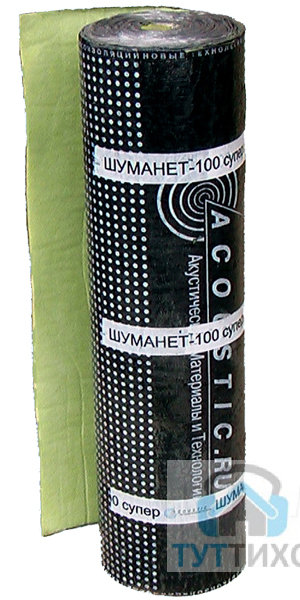 Шуманет-100 Супер для звукоизоляции пола (рулон 15х1 м, толщина 4 мм (15м2)