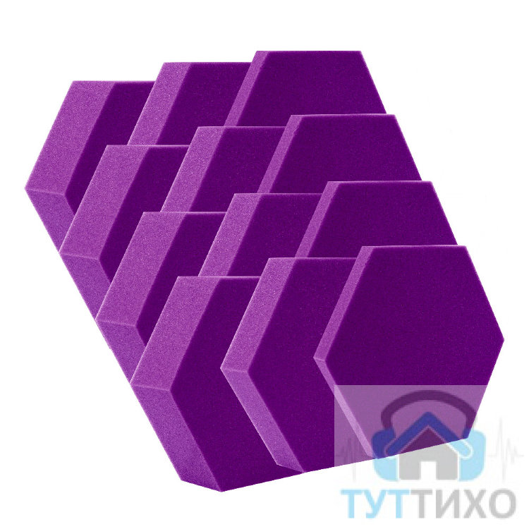 Акустический поролон ECHOTON Hexagon (12шт) фиолетовый
