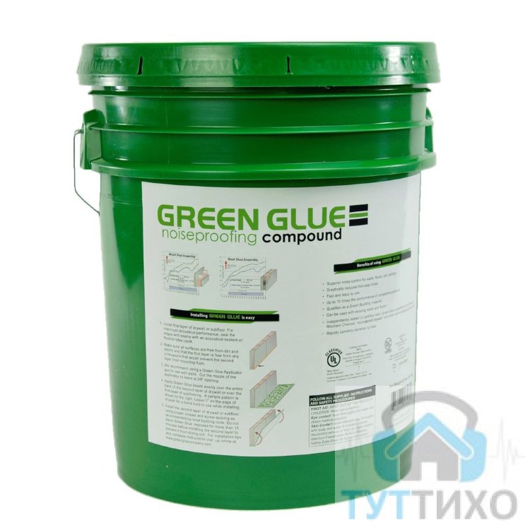 Green Glue (Грин Глу) звукоизоляционный компаунд (ведро, 18,9 л)